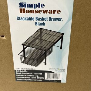 SimpleHouseware Stackable Basket Drawer, Black Alloy Steel Wire